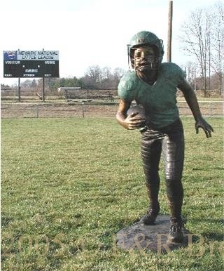 Boy Running with Football bronze statue-2